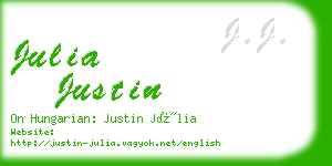 julia justin business card